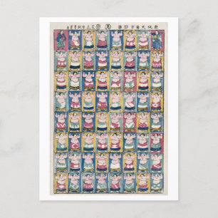 Vintage Sumo Wrestlers Postcard