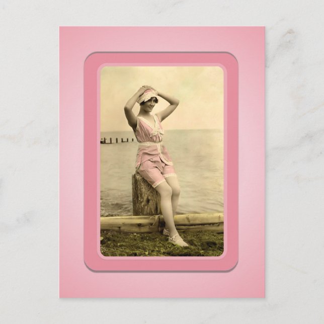 Vintage Sun Bather Beach Babes Postcard (Front)