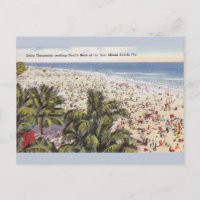 Vintage Sun Bathing Miami Beach Florida Post Card