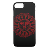 Vintage Sun Engraving Red and Black