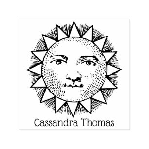 Vintage Sun Face Anthropomorphic Drawing #1 Name Self-inking Stamp