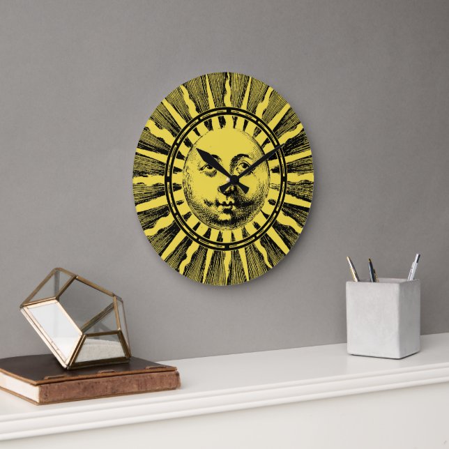 Vintage Sun Face Large Clock (Office)