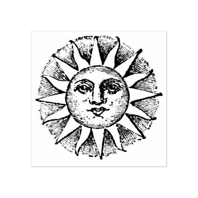 Vintage Sun Face Rubber Stamp (Imprint)