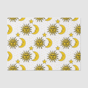 Vintage Sun Moon Stars Pattern Tissue Paper