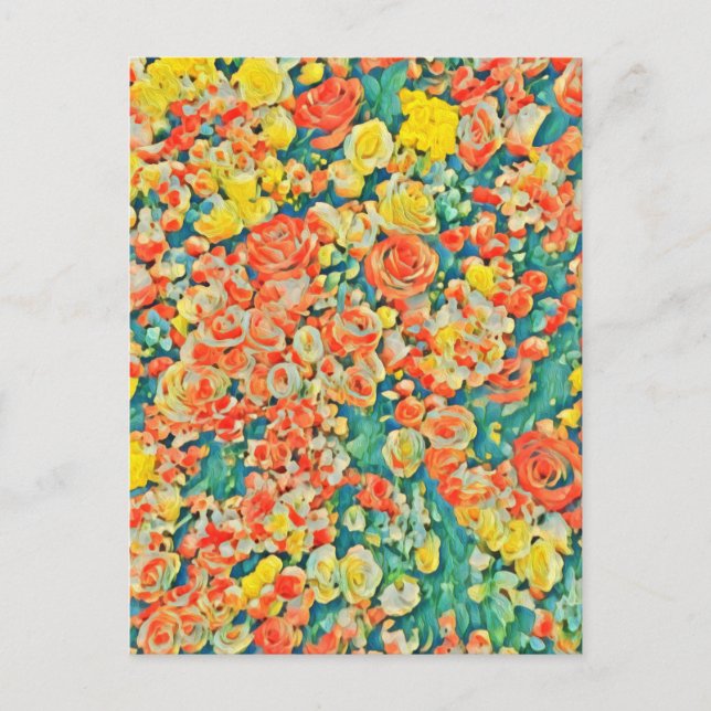 Vintage Sun Roses Floral Blossom Garden Postcard (Front)