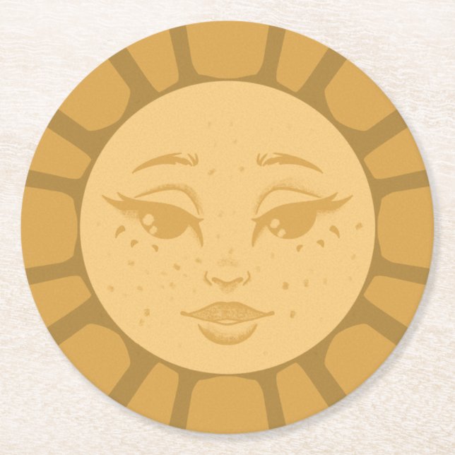 Vintage Sun Wedding Coaster (Front)