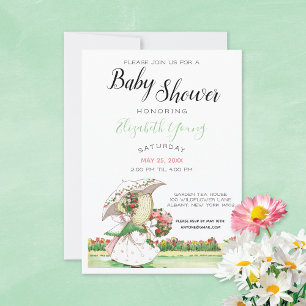 Vintage Sunbonnet Girls Garden Baby Shower Invitation