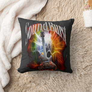 Vintage Sunburst Guitar Throw Pillow