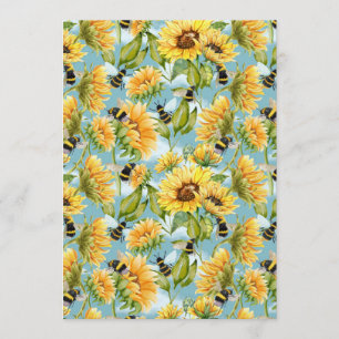 Vintage Sunflower And Bees Seamless Pattern Invitation