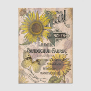 Vintage Sunflower and Butterfly Decoupage Tissue P Tissue Paper