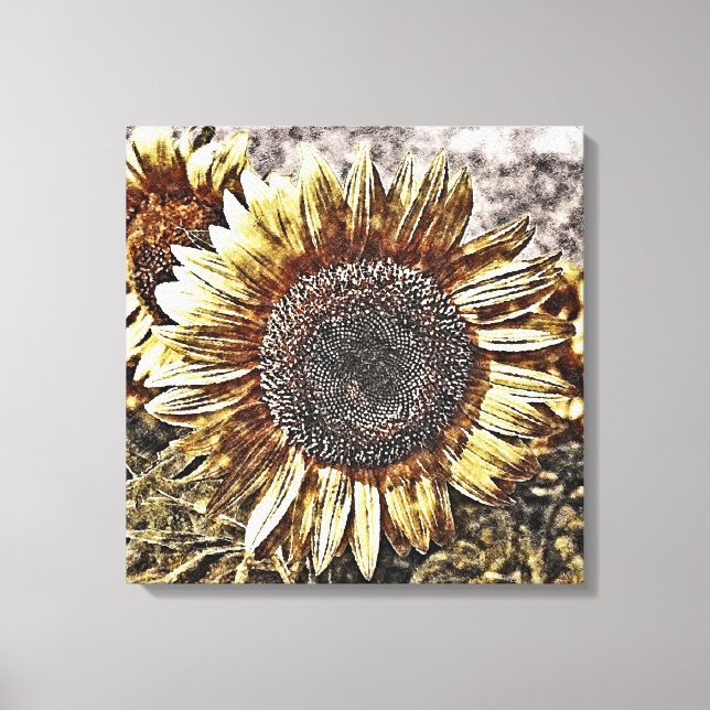 Vintage Sunflower artwork #4 - Wrapped canvas (Front)