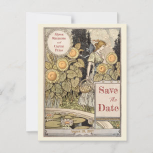 Vintage Sunflower Autumn Save the Date Postcard