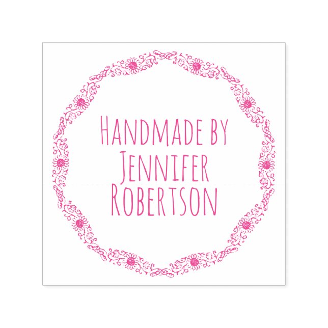 Vintage Sunflower Border Handmade By SelfInk Stamp (Design)