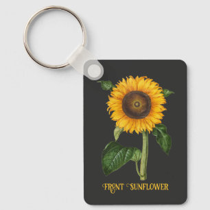 Vintage Sunflower Botanical Art by Merian Keychain