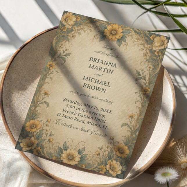 Vintage Sunflower Botanical Invitation (Creator Uploaded)