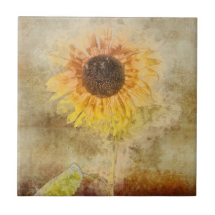 Vintage Sunflower Design Tile
