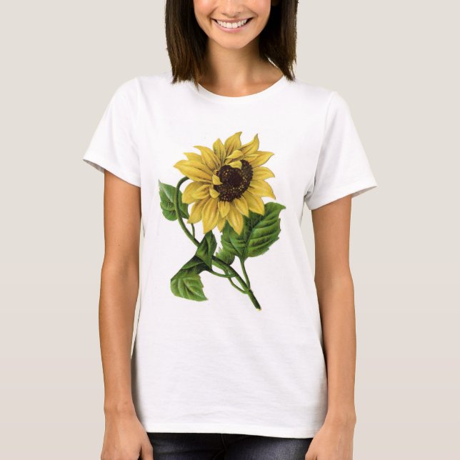 Vintage Sunflower Drawing Ceramic T-Shirt (Front)