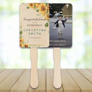 Vintage Sunflower Elegant Summer Retirement Party Hand Fan