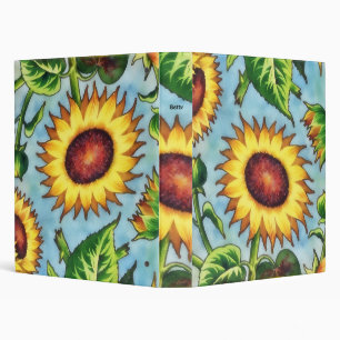Vintage Sunflower Floral Art Personal Notebook Binder