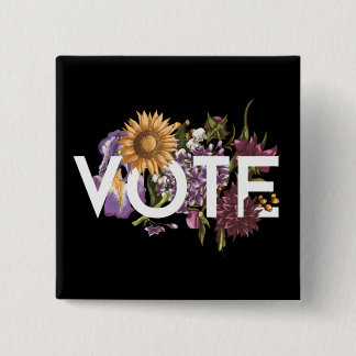Vintage sunflower Floral Elegant Feminine Go Vote 2 Inch Square Button