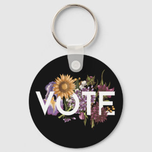 Vintage sunflower Floral Elegant Feminine Go Vote Keychain