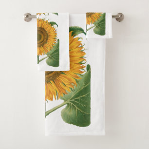 Vintage Sunflower Flower by Basilius Besler Bath Towel Set