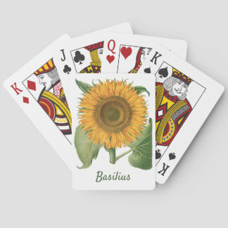 Vintage Sunflower Flower by Basilius Besler Playing Cards