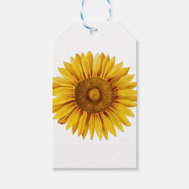 Vintage Sunflower Happy Flower Gift Tags (Front)