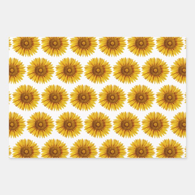 Vintage Sunflower Happy Flower Wrapping Paper Sheet (Front)