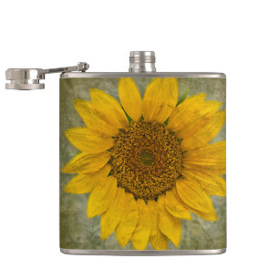 Vintage Sunflower Hip Flask