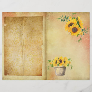 Vintage Sunflower Journal Page Scrapbook Paper
