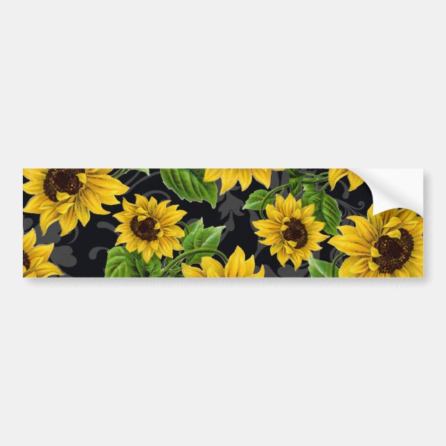 Vintage sunflower pattern bumper sticker (Front)