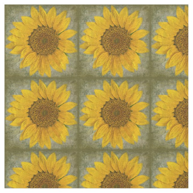 Vintage Sunflower Pattern Fabric (Close Up)