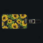 Vintage sunflower pattern luggage tag<br><div class="desc">sunflowers,  sunflower,  "sun flowers",  "sun flower",  yellow,  flowers,  flower,  floral,  art,  vintage,  bright,  black,  summer,  summery,  petals,  nature,  natural,  illustration,  art,  pretty,  botany,  botanical,  feminine,  girly,  flowery,  garden,  flora,  plants,  plant,  green,  leaves,  leafy,  pattern,  patterned,  patterns,  spring,  decorative,  elegant,  sophisticated,  victorian,  antique,  gold, </div>