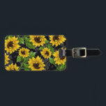 Vintage sunflower pattern luggage tag<br><div class="desc">sunflowers,  sunflower,  "sun flowers",  "sun flower",  yellow,  flowers,  flower,  floral,  art,  vintage,  bright,  black,  summer,  summery,  petals,  nature,  natural,  illustration,  art,  pretty,  botany,  botanical,  feminine,  girly,  flowery,  garden,  flora,  plants,  plant,  green,  leaves,  leafy,  pattern,  patterned,  patterns,  spring,  decorative,  elegant,  sophisticated,  victorian,  antique,  gold, </div>