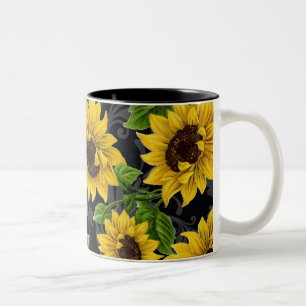 Vintage sunflower pattern Two-Tone coffee mug