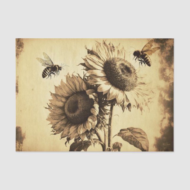 Vintage Sunflower Tissue Paper (Front)