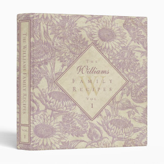 Vintage Sunflower Toile Lavender Recipe Binder