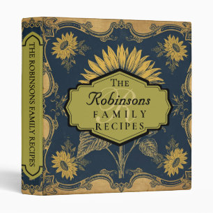 Vintage Sunflower Toile Recipe Binder