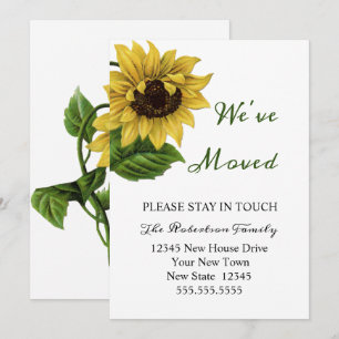 Vintage Sunflower We've Moving New Address Card
