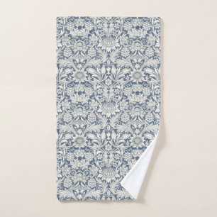 Vintage Sunflower William Morris Floral Blue White Hand Towel