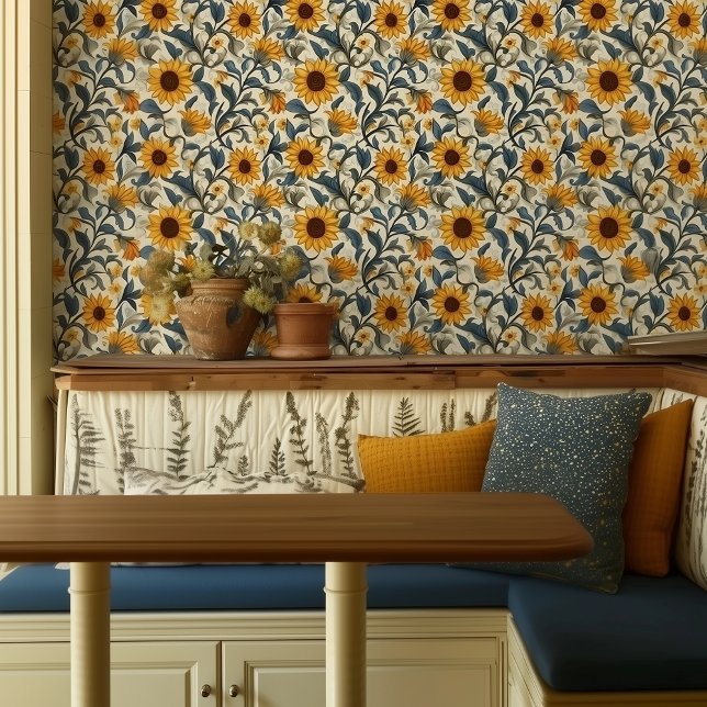 Vintage Sunflowers 2'x10' Roll Wallpaper (Creator Uploaded)