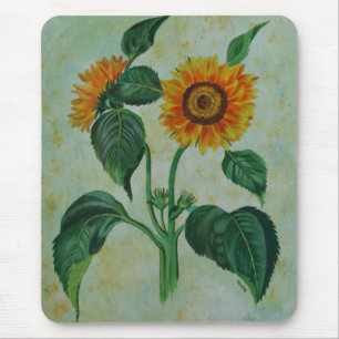 Vintage Sunflowers Botanical Art Mouse Pad
