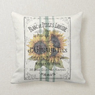 Vintage Sunflowers Grain Sack Throw Pillow