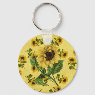 Vintage Sunflowers Keychain
