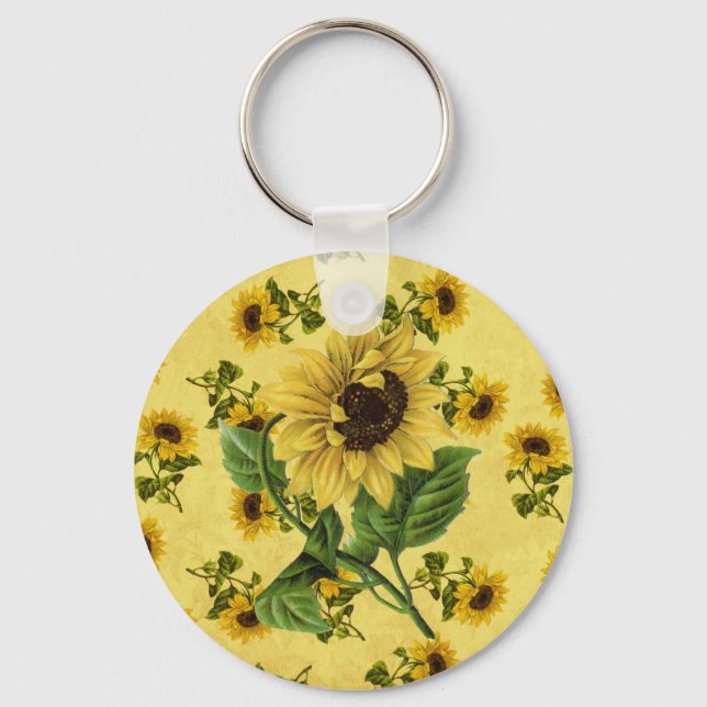 Vintage Sunflowers Keychain (Front)