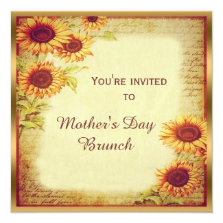 Vintage Sunflowers Mother's Day Brunch Card