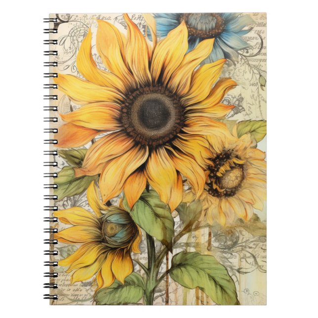 Vintage sunflowers.  notebook (Front)