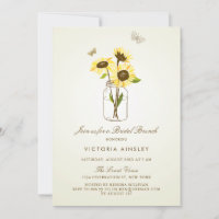 Vintage Sunflowers on Mason Jar Bridal Brunch