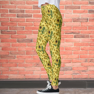 Vintage Sunflowers Pattern Leggings